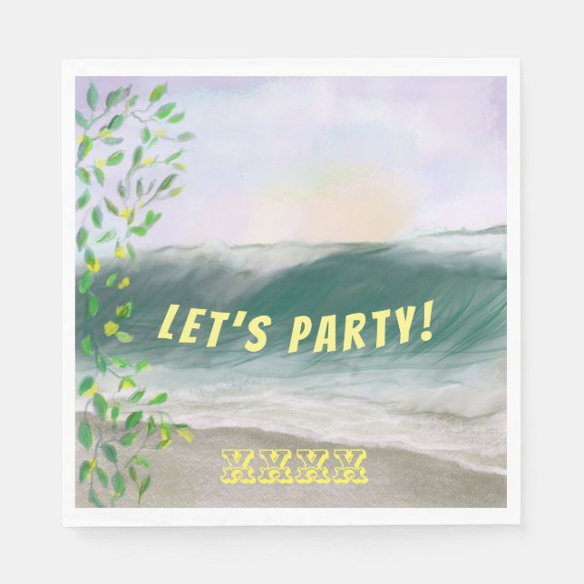 Simple Beach Birthday Picnic Pappersservett (Framsidan)