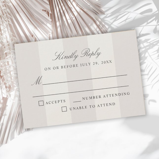 Simple Beach Sand Cabana Stripes Wedding RSVP OSA Kort (Skapare uppladdad)