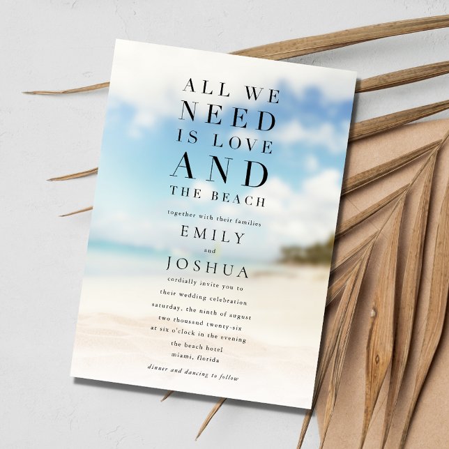 Simple Beach Wedding Inbjudningar (Simple Beach Wedding Invitation)