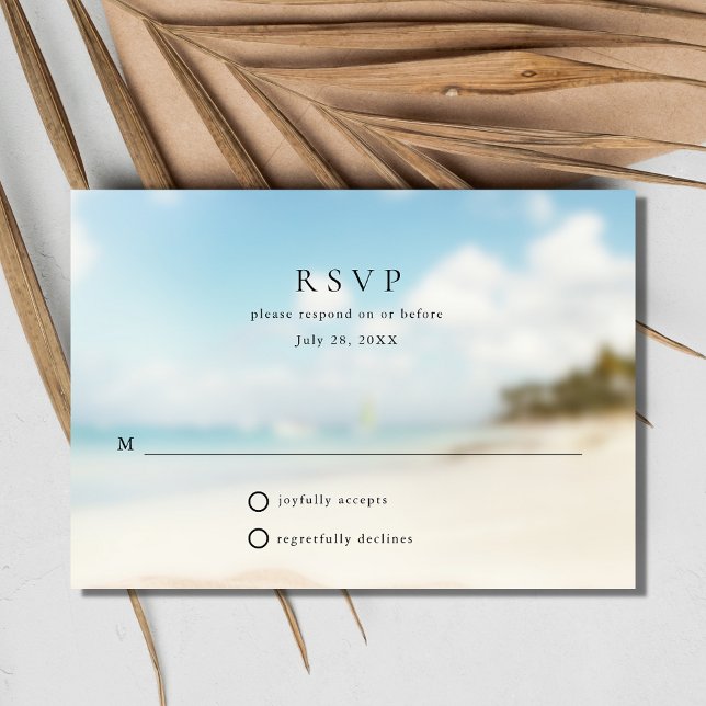 Simple Beach Wedding OSA Kort (Simple Beach Wedding RSVP Card)