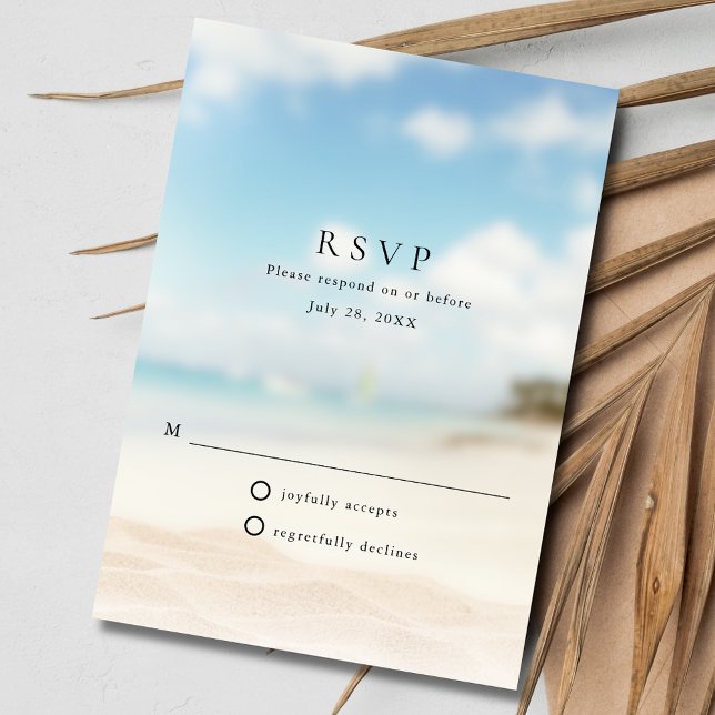 Simple Beach Wedding OSA Kort (Simple Beach Wedding RSVP Card)