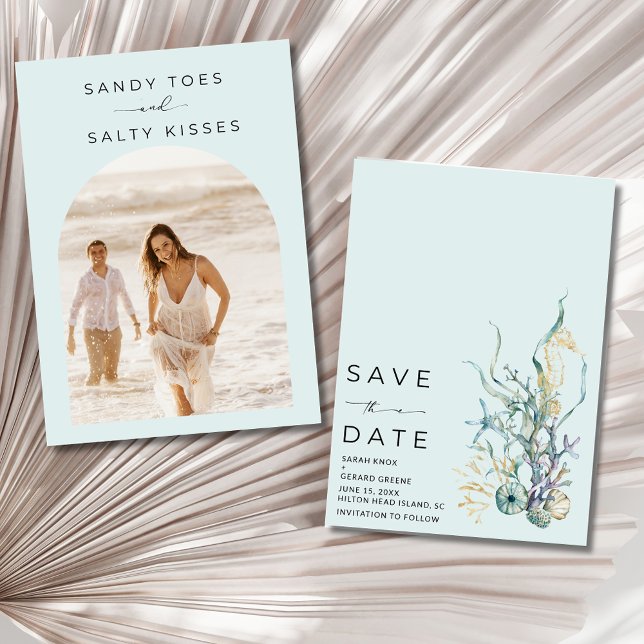 Simple Beach Wedding Photo Save the Date Spara Datumet (Simple Beach Wedding Photo Save the Date)