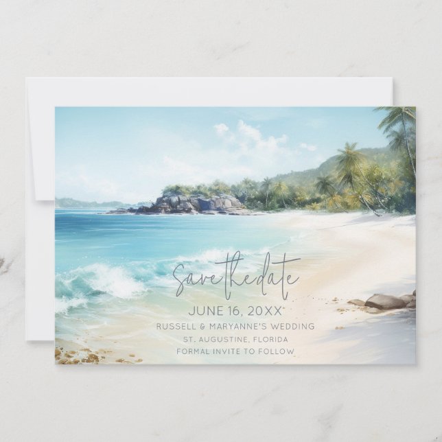 Simple Beach Wedding Photo Save the Date Spara Datumet (Framsida)