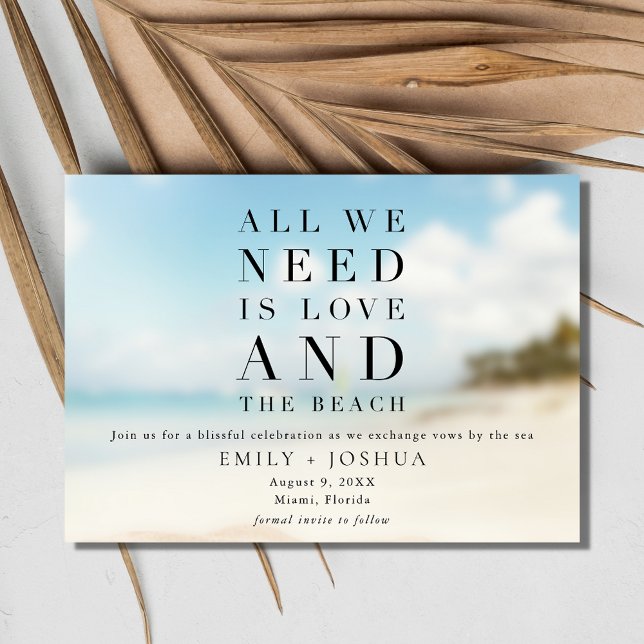 Simple Beach Wedding Spara Datumet (Simple Beach Wedding Save the Date Card)