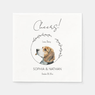 Simple Beagle Hund Bröllop Cocktail Napkins Pappersservett
