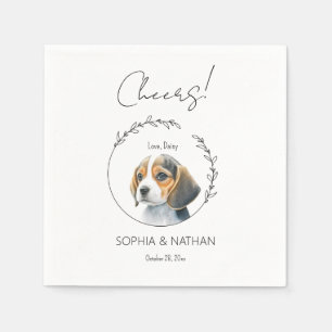 Simple Beagle Puppy Bröllop Cocktail Napkins Pappersservett