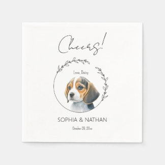 Simple Beagle Puppy Bröllop Cocktail Napkins Pappersservett
