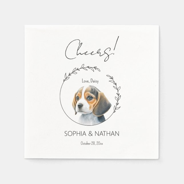 Simple Beagle Puppy Bröllop Cocktail Napkins Pappersservett (Framsidan)
