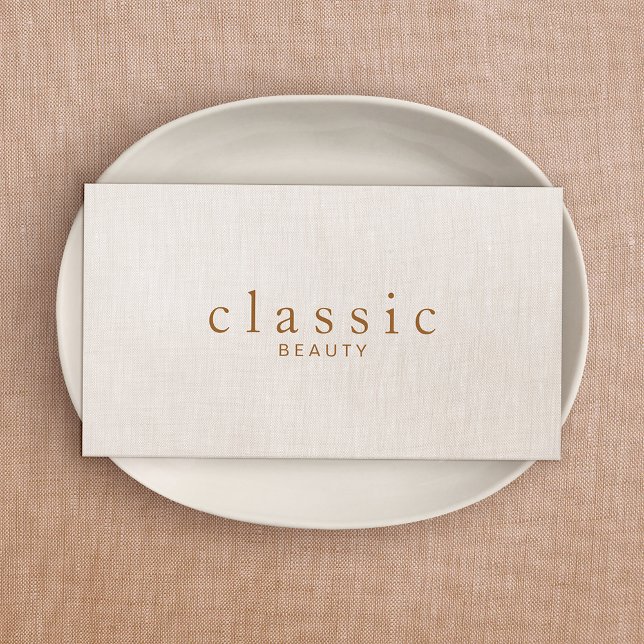 Simple Beauty Beige Linen look Visitkort (Skapare uppladdad)