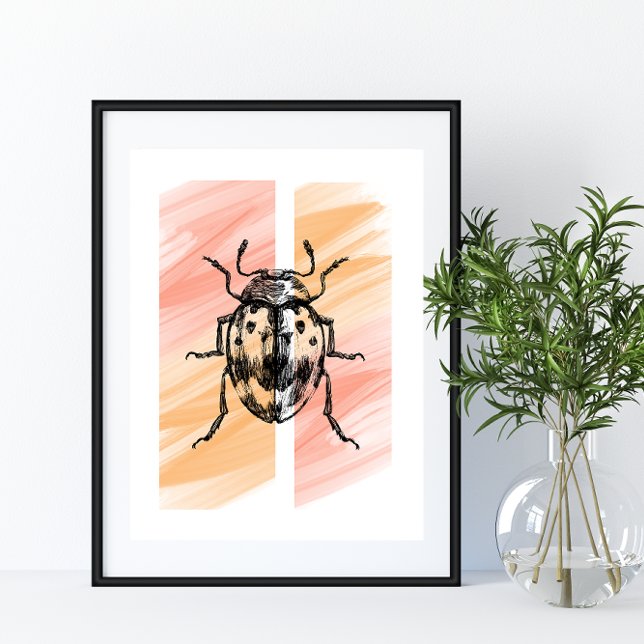 Simple Beetle Kryp Silhouette på Orangens bakgrund Poster (Skapare uppladdad)