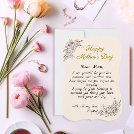 Simple Beige Anpassningsbar Brev Mor's Day Card Anteckningskort