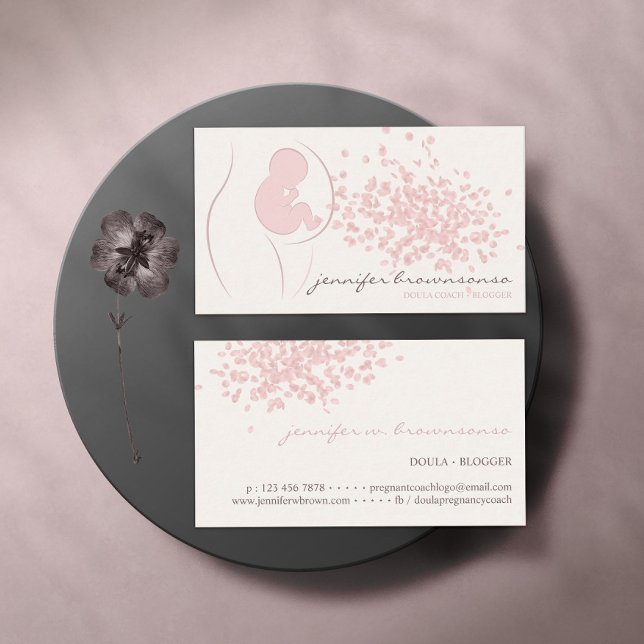 Simple Beige Doula Birth Coach Graant Visitkort (Skapare uppladdad)