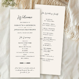 Simple Beige Elegant Script Bröllop Ceremony Program
