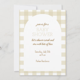Simple Beige Gingham Baby Shower-inbjudan Inbjudningar