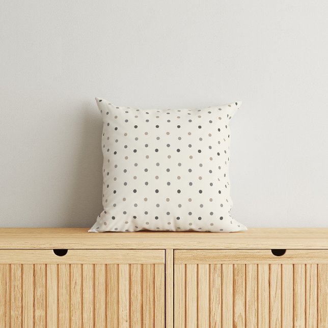 Simple Beige & Gray Baby Dot Throw Pillow Kudde (Skapare uppladdad)