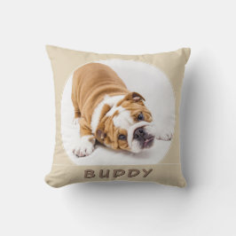 Simple Beige Hund Pet Puppy Namn och Photo Kudde