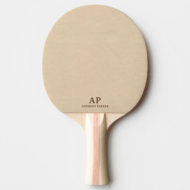 Simple Beige Leather-utseende Pingisracket (Framsidan)