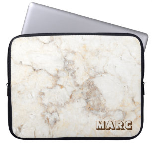 Simple Beige Marble Text Laptop Fodral