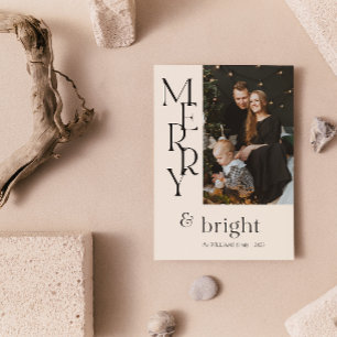 Simple Beige Merry Typography Wildblommjul Jul Julkort