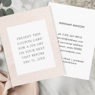 Simple Beige Modern Minimalist-rabattkort Visitkort