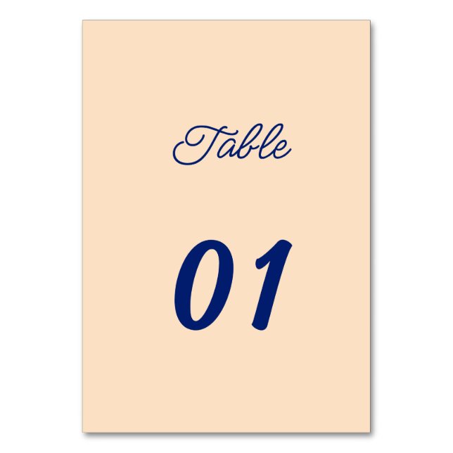 Simple Beige Personlig Bröllop Bordsnummer (Framsidan)