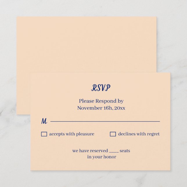 Simple Beige Personlig Bröllop OSA Kort (Fram/baksida)