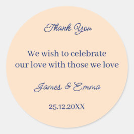 Simple Beige Personligt bröllp Runt Klistermärke