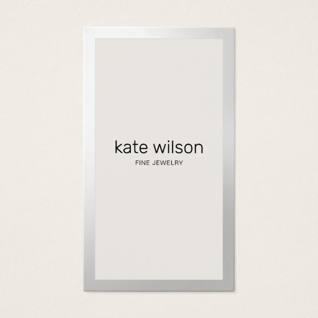 Simple Beige taupe Silver Gräns Visitkort (Framsidan)