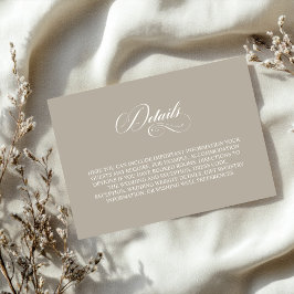 Simple Beige Wedding Details Tilläggskort