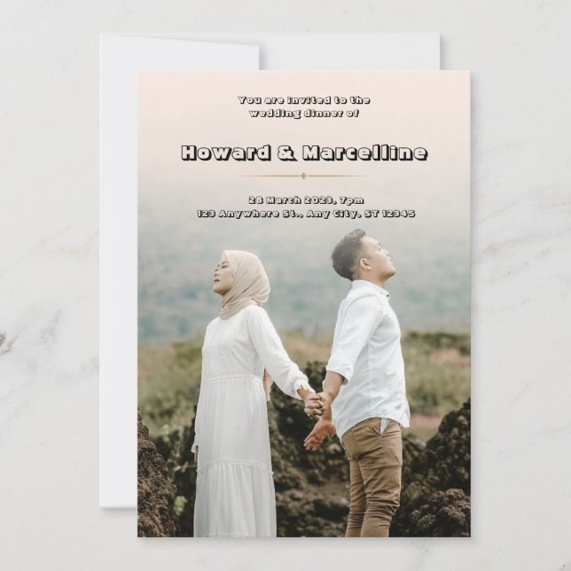 Simple Beige Wedding-inbjudan med häpnadsväckande  Inbjudningar (Framsida)