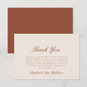 Simple Bereavement Funeral Cream Terracotta Tack Kort