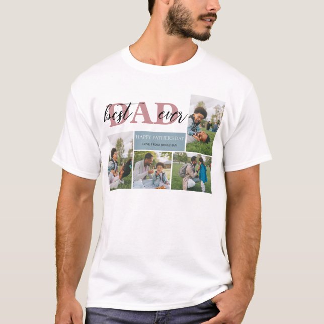 Simple Best Pappa någonsin Fars dag Pappa 4-foto T T Shirt (Framsida)