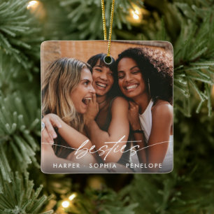 Simple Besties Skapa Ditt Eget Foto Modern Skrift Julgransprydnad Keramik
