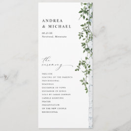 Simple Birch Träd Greenery Foliage Bröllop Program