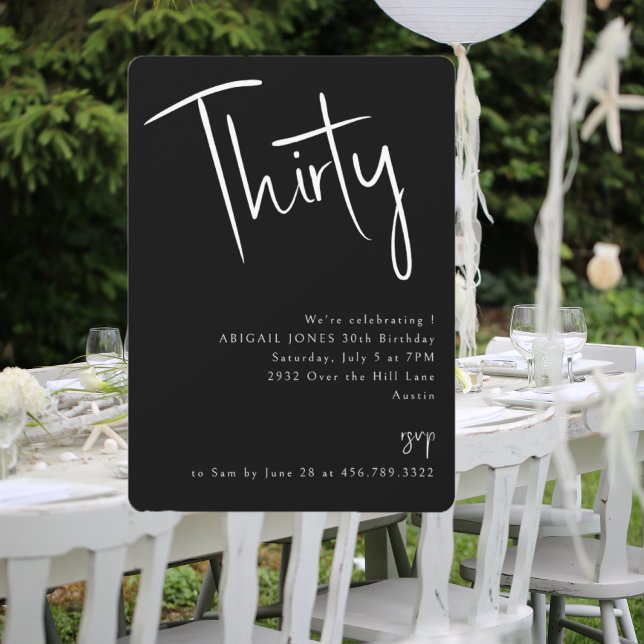 Simple Black 30års födelsedag Party Inbjudningar (Skapare uppladdad)