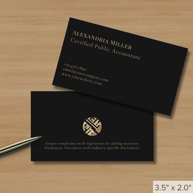 Simple Black Accountant CPA Visitkort (Skapare uppladdad)
