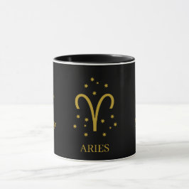 Simple Black and Gold Aries Zodiac Coffee Mugg