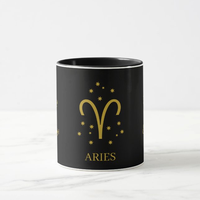 Simple Black and Gold  Aries Zodiac Coffee Mugg (Center)