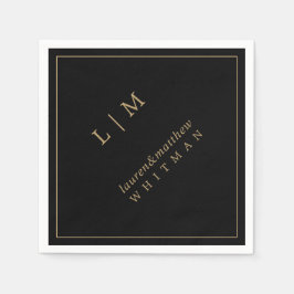 Simple Black and Guld Monogram Elegant bröllop Pappersservett