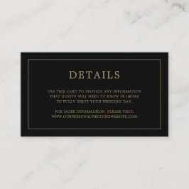Simple Black and Guld Monogram Elegant bröllop Tilläggskort