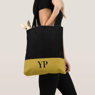 Simple Black and Guld Monogrammed Tygkasse