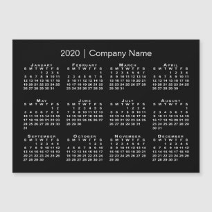 Simple Black and White 2020 Calendar Company Namn