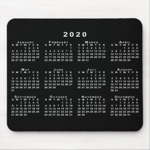 Simple Black and White 2020 Calendar Musmatta