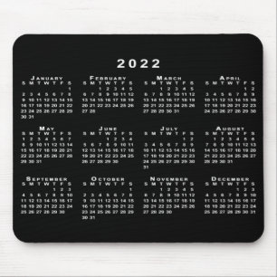 Simple Black and White 2022 Calendar Mouse Pad Musmatta