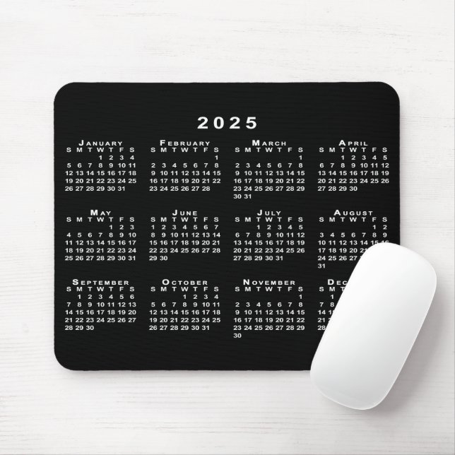 Simple Black and White 2025 Calendar Musmatta (Med mus)