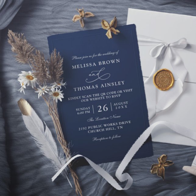 Simple Black and White Budget QR Code Wedding Inbjudningar (Skapare uppladdad)