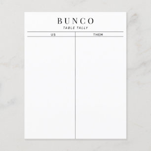 Simple Black and White Bunco Bord Tally