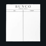 Simple Black and White Bunco Bord Tally Anteckningsblock<br><div class="desc">Om du åker i lakan på varje bord får du se till att den som håller rätt betyg och strömlinjeformar ditt Bunco-spel med det här redot så att användan kan riva av tally lakan.</div>
