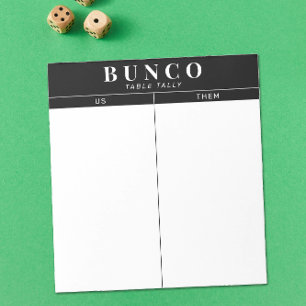 Simple Black and White Bunco Bord Tally Anteckningsblock