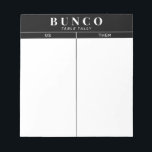 Simple Black and White Bunco Bord Tally Anteckningsblock<br><div class="desc">Om du kör en lakan på varje bord kan du se till att den som håller rätt betyg och effektiviserar ditt Bunco-spel med det här redot så att du enkelt kan riva av användan från lakan med två tomma kolonner och grafiska svarta och vita detaljer.</div>